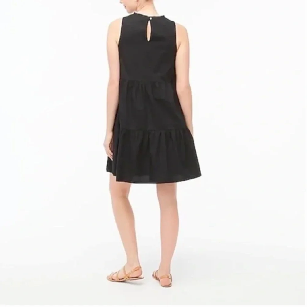 J.Crew Sleeveless Tiered Ruffle Neck Dress Size 8 Cotton Poplin, Pockets, Lined - Picture 2 of 11